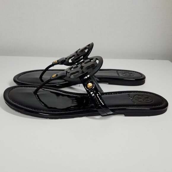 Tory Burch Miller Patent Leather Sandal Size 10.5M Black - Picture 3 of 7